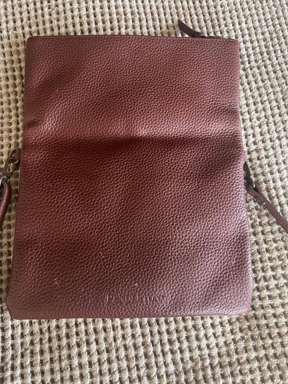 Pendleton Brown and Teal Geometric Foldover Crossbody  wyeth Clutch - Picture 7 of 11